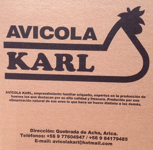 Caja de Avícola Karl con datos de contacto